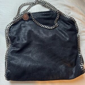 Stella McCartney Black Falabella Shoulder Bag with Silver Chain
